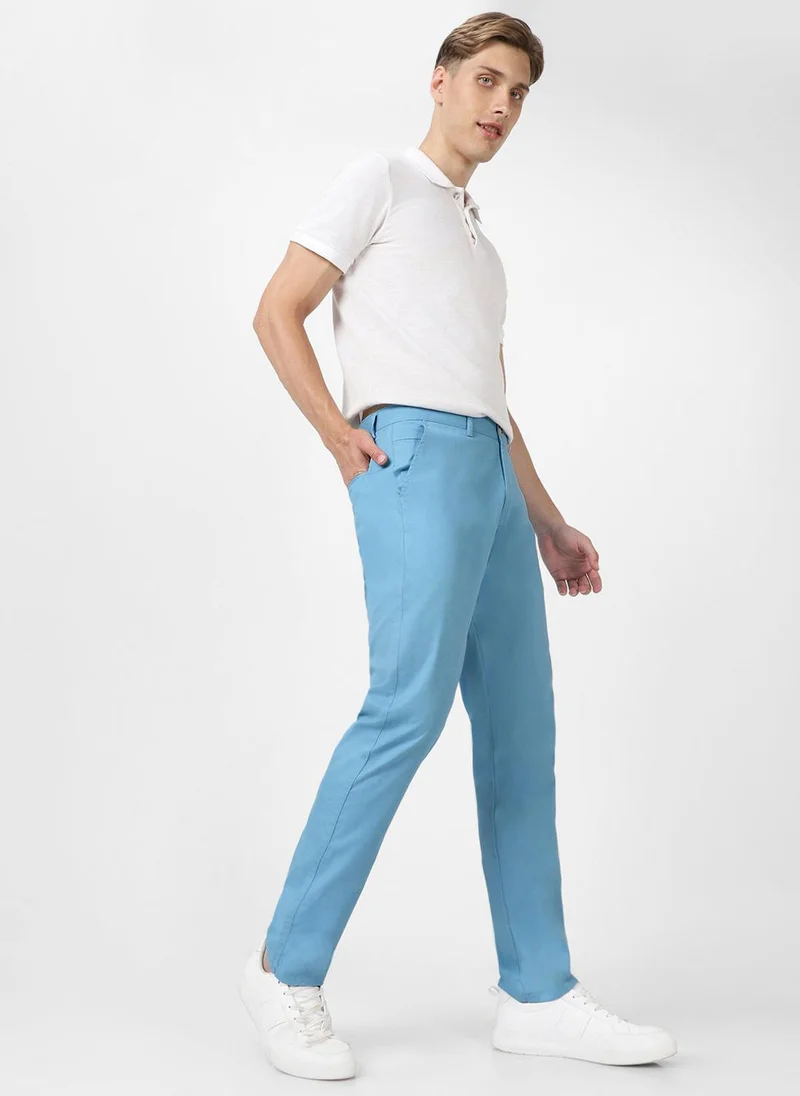 Urbano Fashion  Urbano Fashion Men's Blue Cotton Slim Fit Casual Chinos Trousers for Men | Best Price UAE